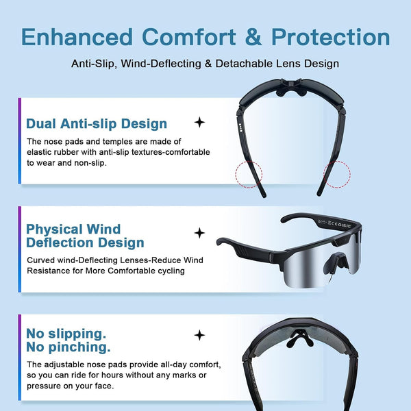 AI Sports Camera Glasses with 8MP Photos 1200P Video Bluetooth Audio Phone Call Wi-Fi