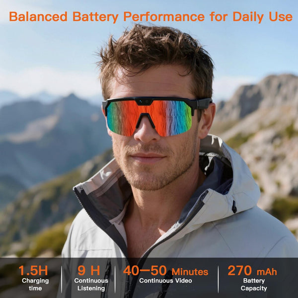 AI Sports Camera Glasses with 8MP Photos 1200P Video Bluetooth Audio Phone Call Wi-Fi
