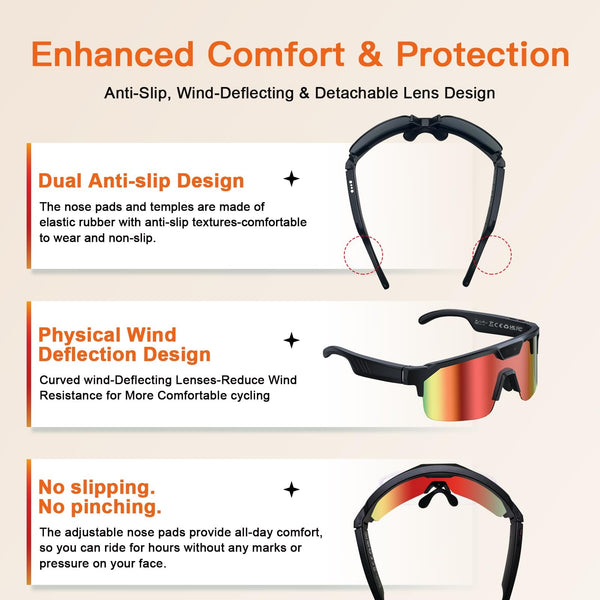 AI Sports Camera Glasses with 8MP Photos 1200P Video Bluetooth Audio Phone Call Wi-Fi