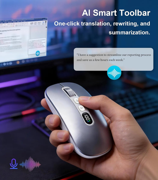 AI Smart Wireless Mouse Voice to Text 200 Language Translator Writing Assistant for MacBook PC Laptop