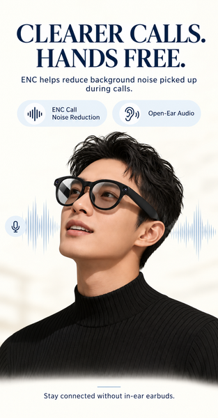 AI Smart Camera Glasses with 1080p Video AI Object Recognition Bluetooth Audio Hands-Free Calling