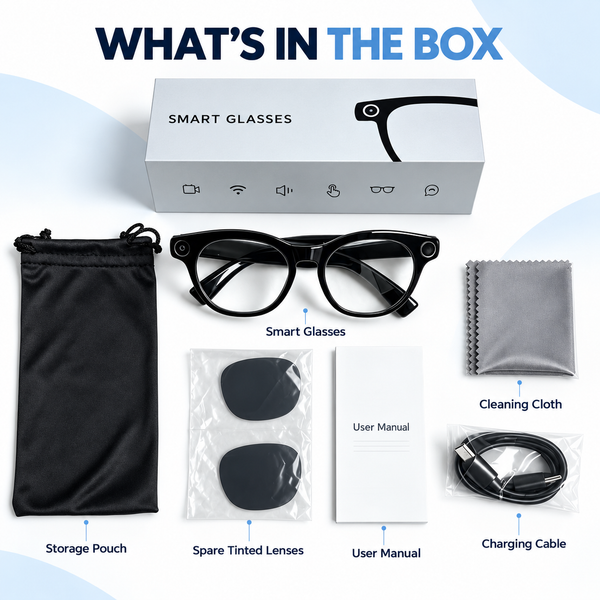 AI Smart Camera Glasses with 1080p Video AI Object Recognition Bluetooth Audio Hands-Free Calling