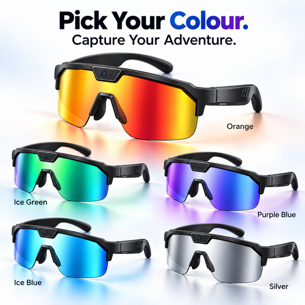 AI Sports Camera Glasses with 8MP Photos 1200P Video Bluetooth Audio Phone Call Wi-Fi