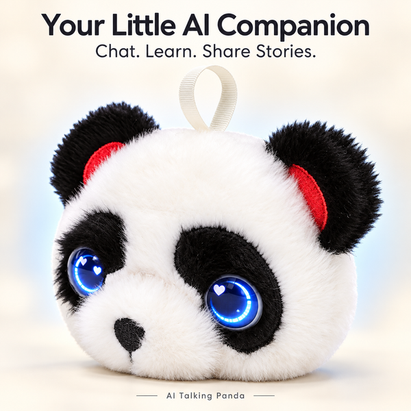 AI Talking Panda Plush Toy Portable Companion with Expressive Eyes Voice Chat Storytelling Learning