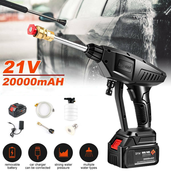 21V 15000mAh Wireless High Pressure Clean Car Wash Washing Water Spray Sprayer Battery Charger