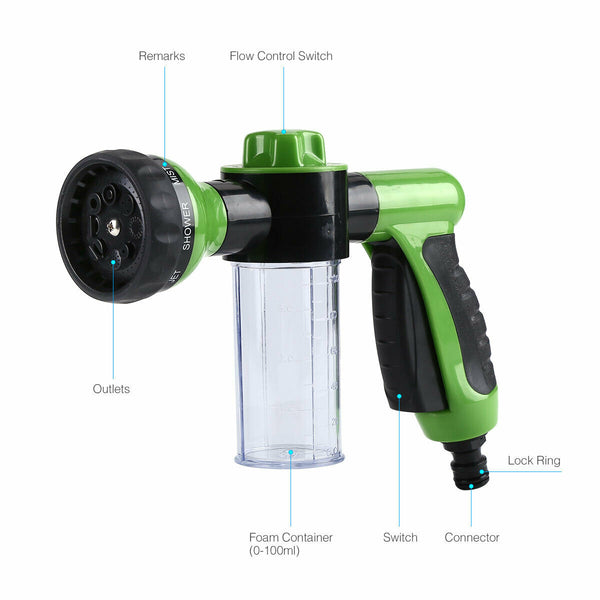 High Pressure Sprayer Nozzle Hose Jet Car Clean Pet Plant Wash Cleaning Water Foam Soap