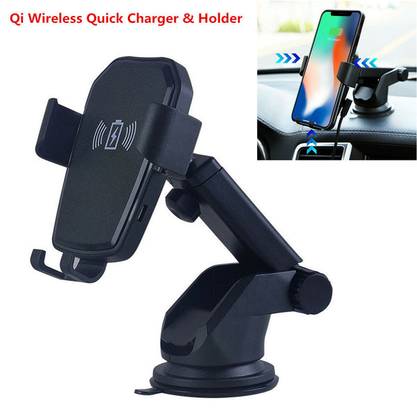 Car Dashboard Sucker Mount Charging Qi Wireless Quick Charger Holder For iPhone Samsung