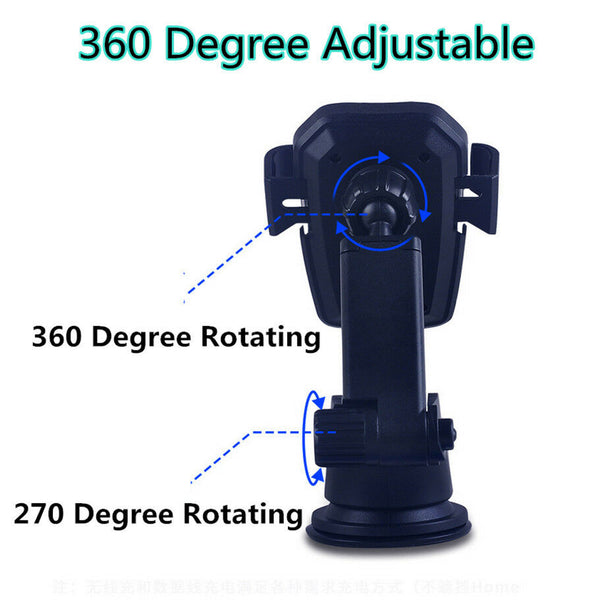 Car Dashboard Sucker Mount Charging Qi Wireless Quick Charger Holder For iPhone Samsung