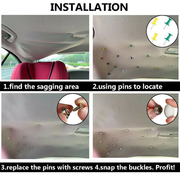 DIY Car Roof Buckle Lining Repair Fix Sagging Headliner Cloth Pin Screw Snap Rivet