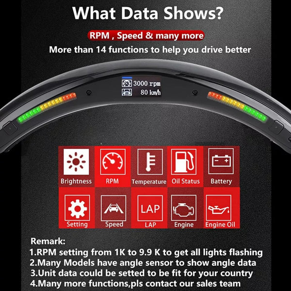 LED Performance Steering Wheel Race Digital Display Shift Indicator
