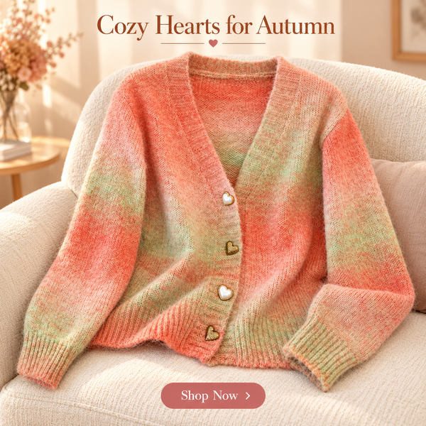 Women Rainbow Gradient Knit Cardigan Long Sleeve Round Neck Button Up Sweater