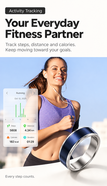 Smart Ring with Color Display Heart Rate & Sleep Tracking Call Alerts IP68 Water Resistance