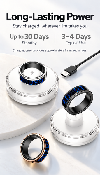 Smart Ring with Color Display Heart Rate & Sleep Tracking Call Alerts IP68 Water Resistance