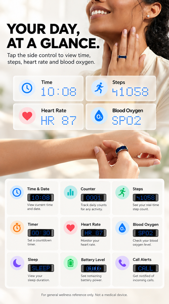 Smart Ring with Color Display Heart Rate & Sleep Tracking Call Alerts IP68 Water Resistance