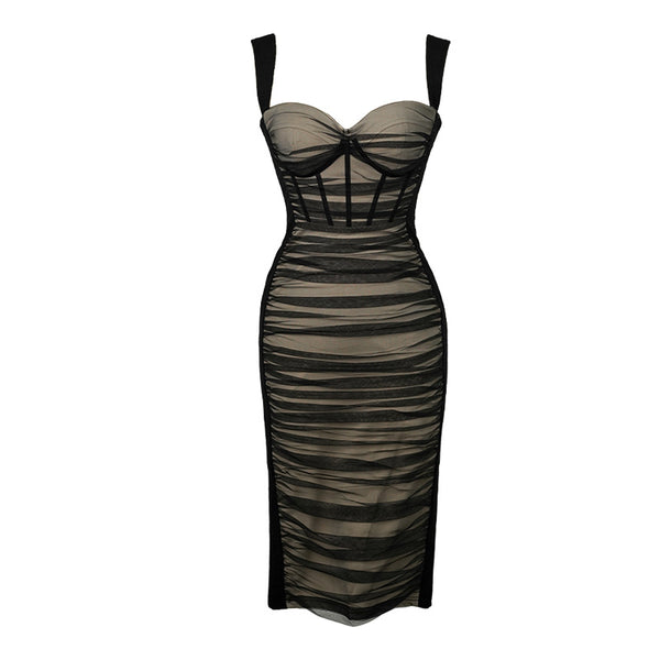 Temperament Women Corset Nude Vest Lining Mesh High Waist Slip Hip Wrapped Dress