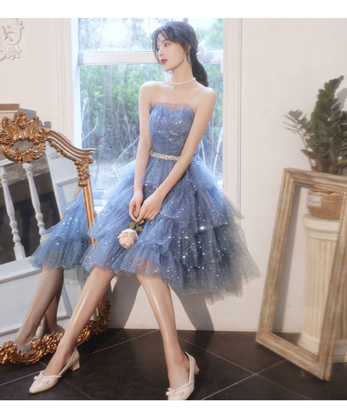Luxury Banquet Evening Light Ball Off Shoulder Tulle Sequins Tutu Bridesmaid Layered Dress