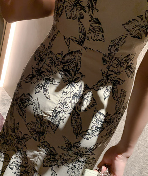 Elegant Chic Floral Pattern Off Shoulder Strap Ruffle Evening Vestidos Midi Dress