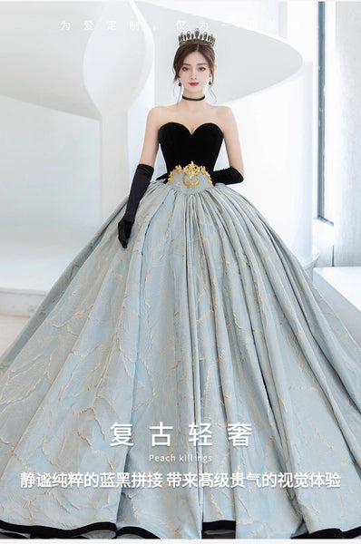 Cute Bridal Satin Wedding Tube Top Elegant Catwalk Sweetheart Evening Dinner Gold Sash Sleeveless Backless Floor Length Dress Long Gown
