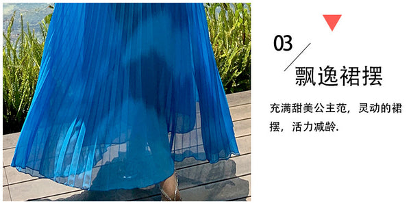 French Sexy Elegant Temperament Off Shoulder Backless Robe Halter Hollow Back Neck Pleated Dress Cutout Maxi Sundress