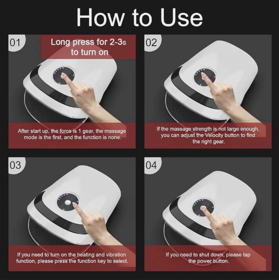 Cordless Hand Massager Compression Heating For Arthritis Carpal Tunnel Pain Relief Finger