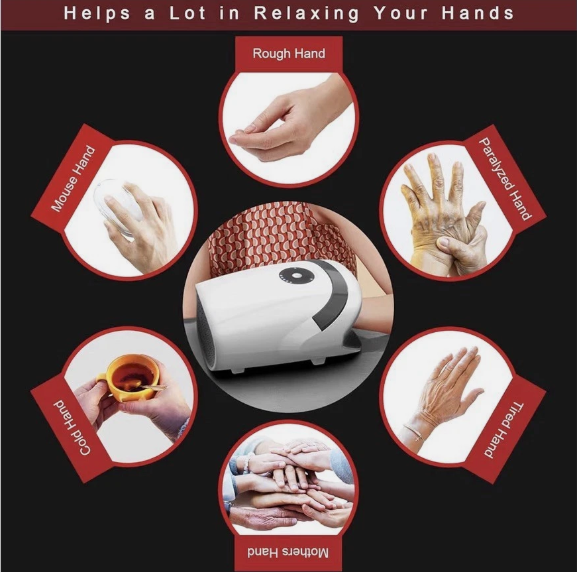 Cordless Hand Massager Compression Heating For Arthritis Carpal Tunnel Pain Relief Finger