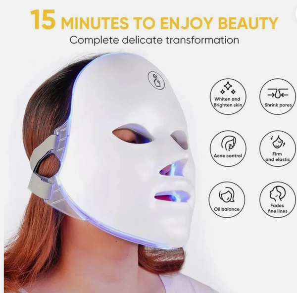 7 LED Light Colour Therapy Improve Face Skin Care Wrinkle Acne Removal Spectrometer Beauty Facial Household Mask