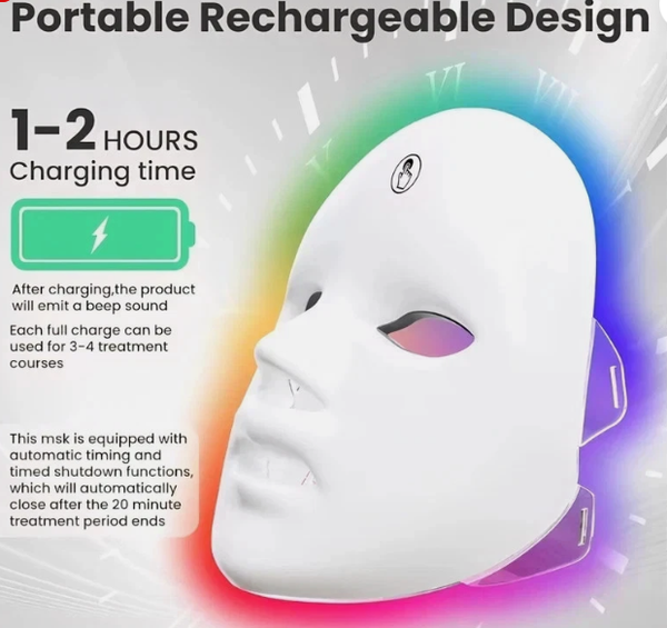 7 LED Light Colour Therapy Improve Face Skin Care Wrinkle Acne Removal Spectrometer Beauty Facial Household Mask