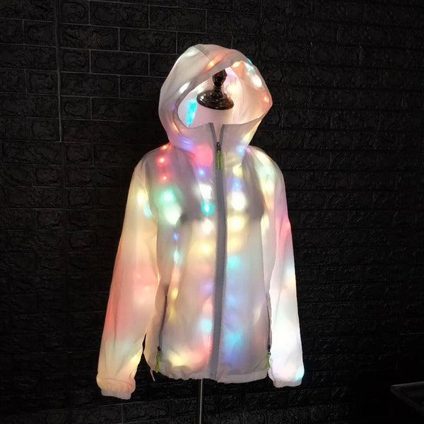 LED Christmas Party Casual Colorful Luminous clothes Unisex Nightclub Bar Long Sleeves Tops Jacket Coat