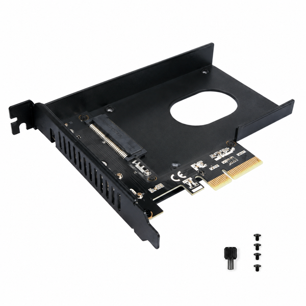 PCIe 4.0 x4 to 2.5 Inch U.2 SFF-8639 NVMe SSD Adapter Card with Drive Mounting Tray for Desktop PC and Workstation