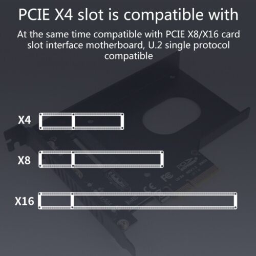 PCIe 4.0 x4 to 2.5 Inch U.2 SFF-8639 NVMe SSD Adapter Card with Drive Mounting Tray for Desktop PC and Workstation