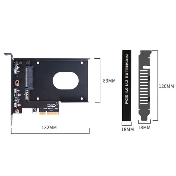 PCIe 4.0 x4 to 2.5 Inch U.2 SFF-8639 NVMe SSD Adapter Card with Drive Mounting Tray for Desktop PC and Workstation
