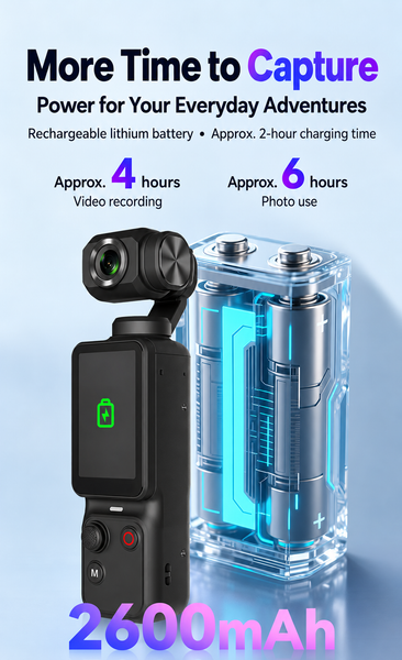 Handheld Gimbal Sport Camera with 4K Video and 2-Axis Stabilization