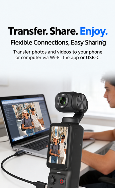 Handheld Gimbal Sport Camera with 4K Video and 2-Axis Stabilization