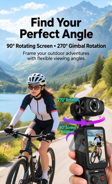 Handheld Gimbal Sport Camera with 4K Video and 2-Axis Stabilization