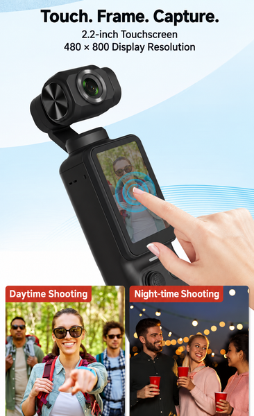 Handheld Gimbal Sport Camera with 4K Video and 2-Axis Stabilization