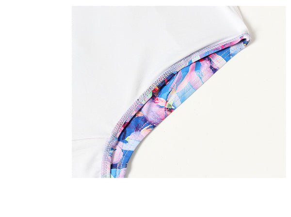 Retro Vintage Fashionable Women Backless Floral One Piece Swimsuit