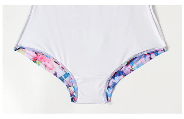 Retro Vintage Fashionable Women Backless Floral One Piece Swimsuit