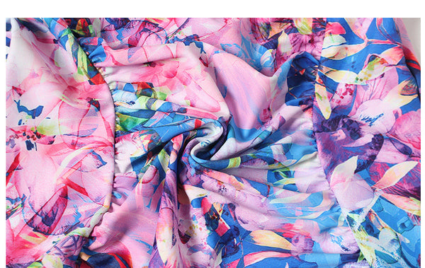 Retro Vintage Fashionable Women Backless Floral One Piece Swimsuit