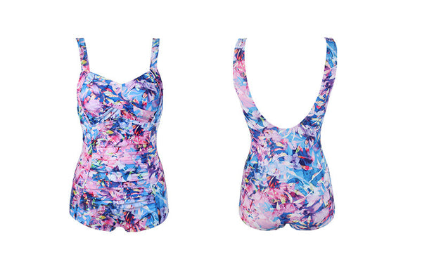 Retro Vintage Fashionable Women Backless Floral One Piece Swimsuit