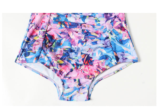 Retro Vintage Fashionable Women Backless Floral One Piece Swimsuit