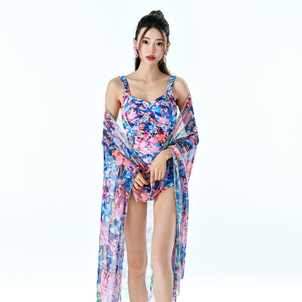 Retro Vintage Fashionable Women Backless Floral One Piece Swimsuit