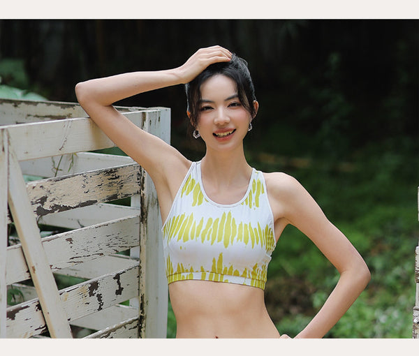 Women Sporty Style Cover Sun Hoodie Long Sleeve Rash Guard 4 Piece Set Tank Top Swimsuit