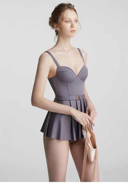 Japanese Style Temperament One Piece Women Vintage Ruffled Push Up Solid Color Beach Seaside Swimsuit Swimdress Bathing Suit