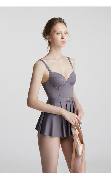 Japanese Style Temperament One Piece Women Vintage Ruffled Push Up Solid Color Beach Seaside Swimsuit Swimdress Bathing Suit