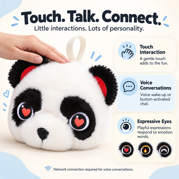 AI Talking Panda Plush Toy Portable Companion with Expressive Eyes Voice Chat Storytelling Learning