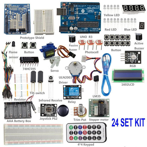Starter basic 24 Kit with Tutorials For Arduino Beginner Uno R3 Mega 2560 Nano Leonardo