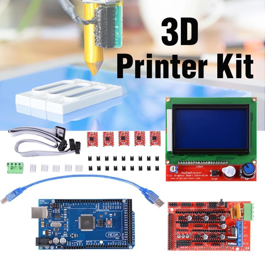 LCD 12864 RAMPS 1.4 Mega 2560 5x A4988 Stepper Driver 3D Printer Kit for Arduino