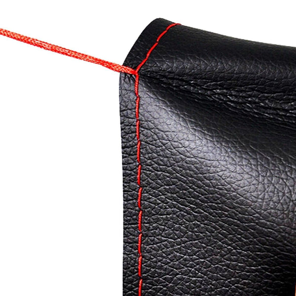 Black Leather Steering Wheel Cover Truck Car Auto 38cm DIY w/ Needles & Thread