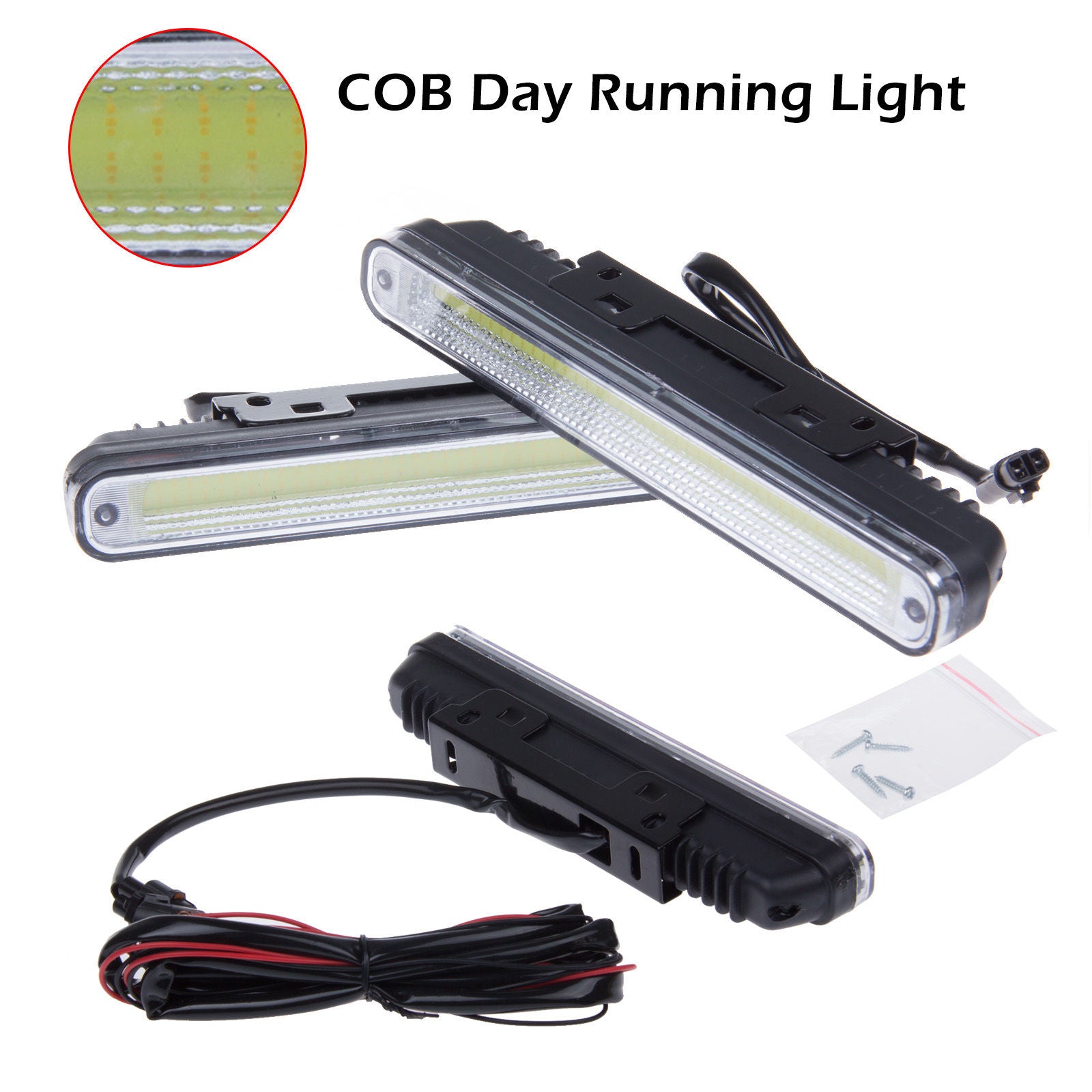 2pcs 12V COB LED DRL Daytime LED Fog Running Driving Light Lamp Bulb Waterproof