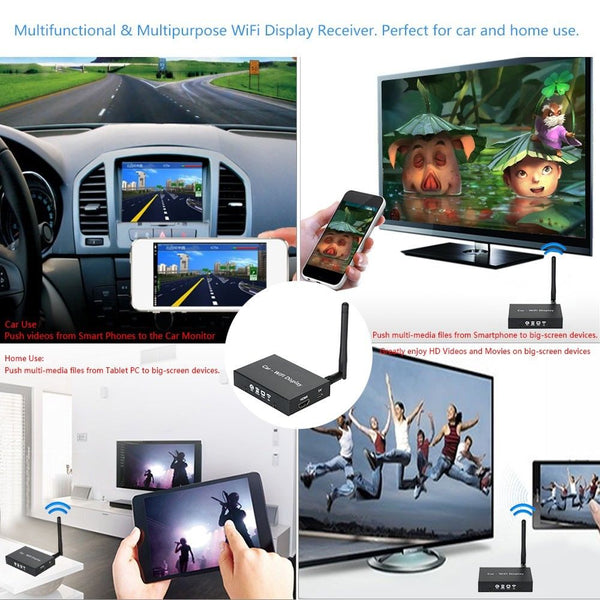 Motor Car WiFi Display Dongle Receiver Airplay Mirroring Miracast HD 1080P HDMI